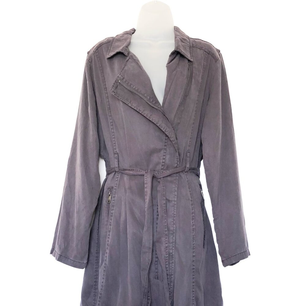 Style & Co Lightweight Belted Trench Coat Grey - Size L